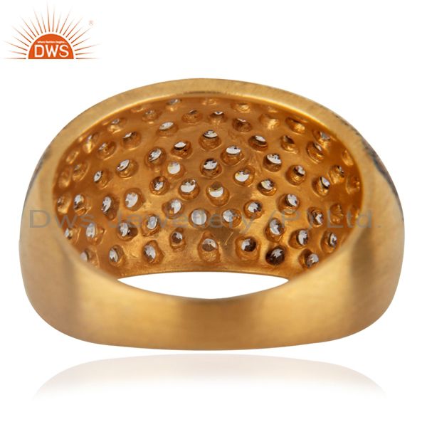 Suppliers Pave Set Simulated Diamond Dome Band Ring 18k Yellow Gold Plated Fashion Jewelry