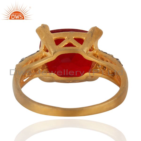 Suppliers New White Cubic Zircon 24k Yellow Gold Plated Fashionable Elegant Ring