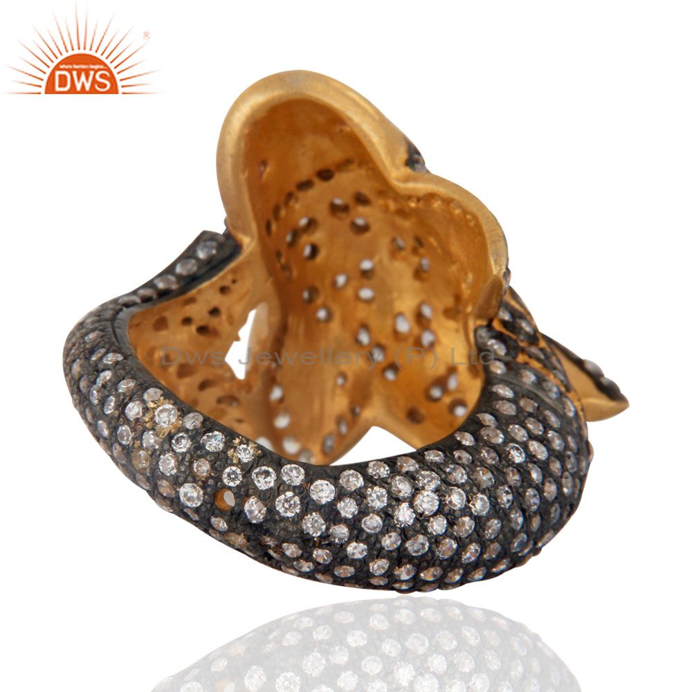 Suppliers Beautiful Cute Fish Designer Simulated Diamond Fashion Ring With 18K Gold Plated