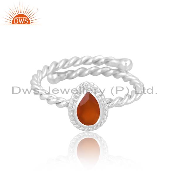 Handcrafted Carnelian Silver Ring for Girls