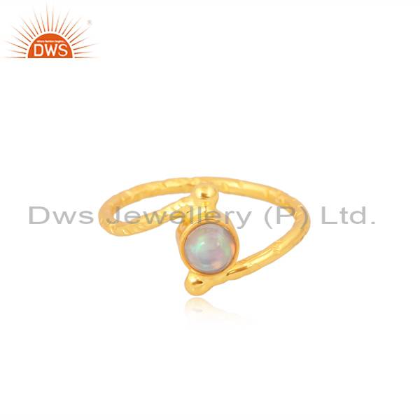Gold Plated Ring with Ethiopian Opal – Handcrafted