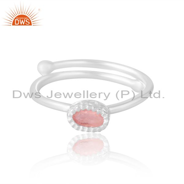Stylish And Beautiful Oval Adjustable Band In Rose Quartz