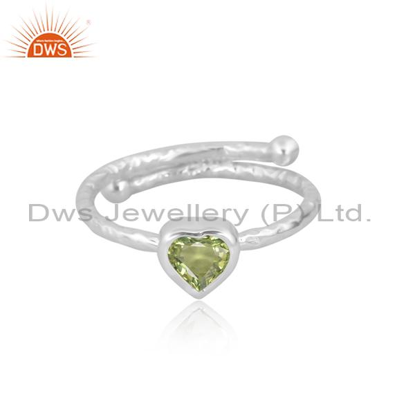 Sparkling Love: Green Amethyst Heart Engagement Ring