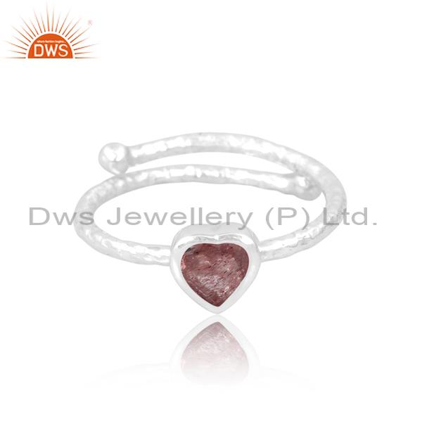 Stunning Strawberry Quartz Heart Engagement Ring