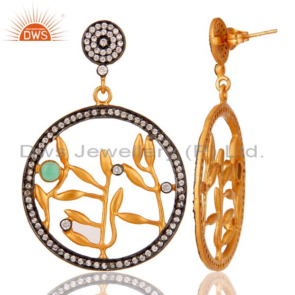 Suppliers Handmade Pave Zircon 18 k Yellow Gold Plated Fashion Dangle Earrings