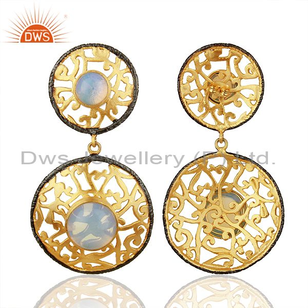 Suppliers Gold Plated Synthetic Fire Opal Handmade Filigree Designer Earring