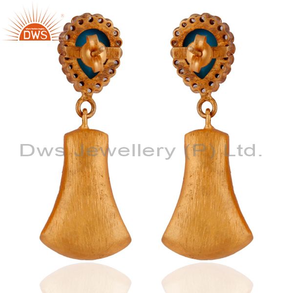 Suppliers Turquoise Semi Precious Gemstone 18k Gold Plated Women Fashion Earrings