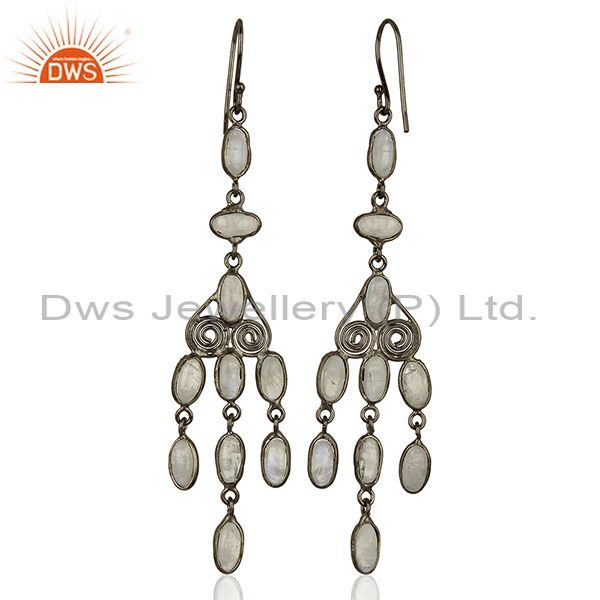 Suppliers Rhodium Plated Rainbow Moonstone Fashion Earrings Jewelry Supplier