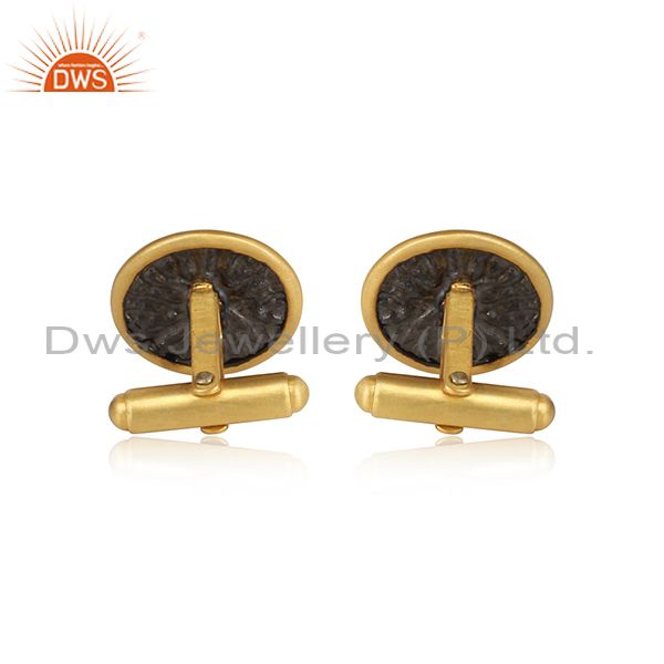 Cubic Zirconia Sterling Silver Gold Plated Cufflinks
