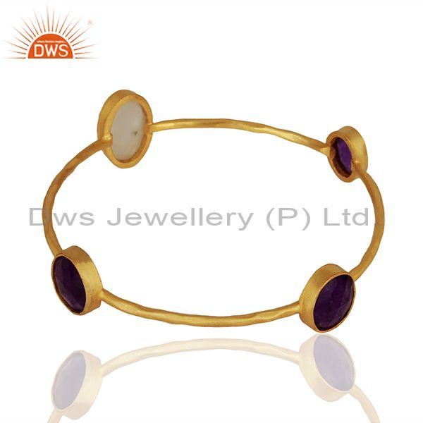 Wholesalers of Handmade gold on brass fashion multi gemstone bangle manufacturers