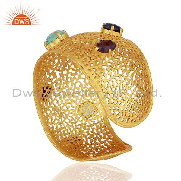 Suppliers Handamde Designer Hydro Stone Gold Plated Fashion Cuff Bracelet