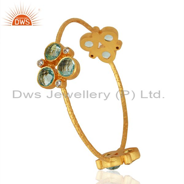 Wholesalers of Designer gold plated blue topaz gemstone fashion bangle supplier