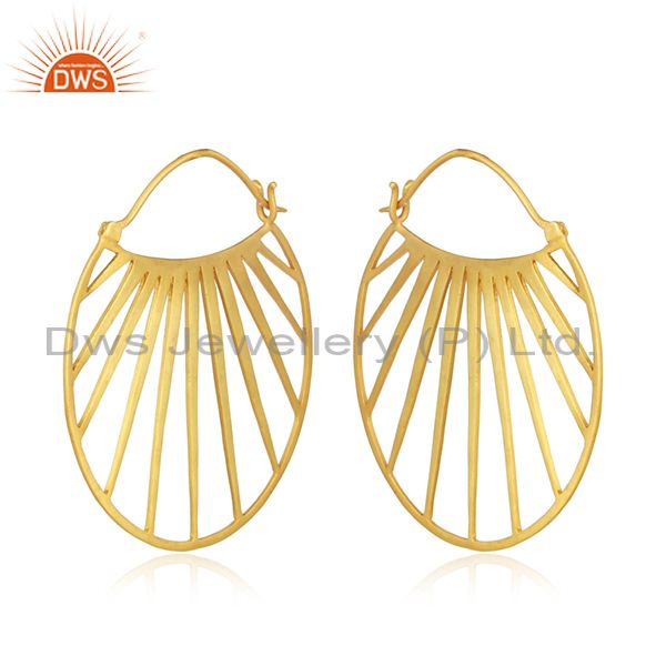 Exporter 18K Yellow Gold Plated Sterling Silver Handmade Hoop Earrings