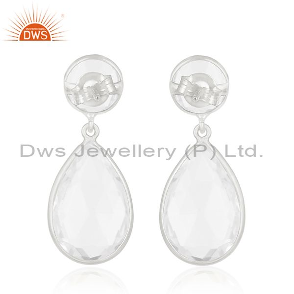 Suppliers Clear Crystal Quartz 925 Sterling Silver Dangle Earring Manufacturer of Jewelry