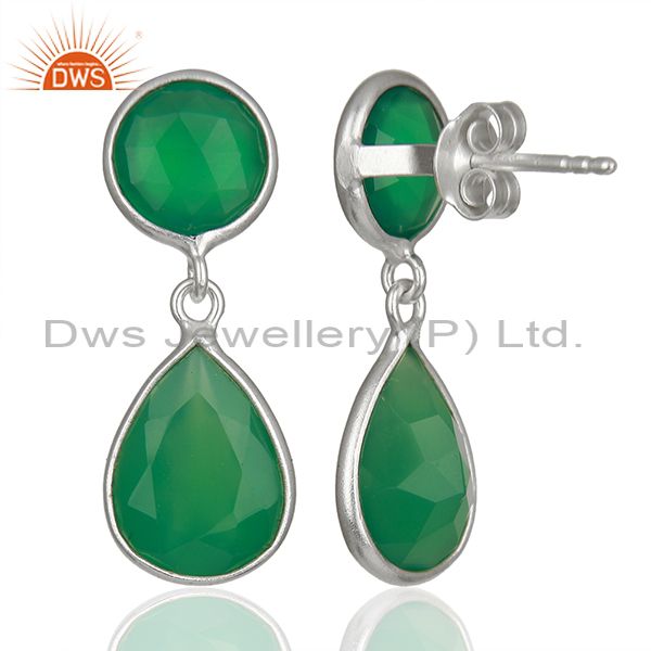 Suppliers Green Onyx Gemstone 925 Sterling Silver Drop Earrings Manufacturers