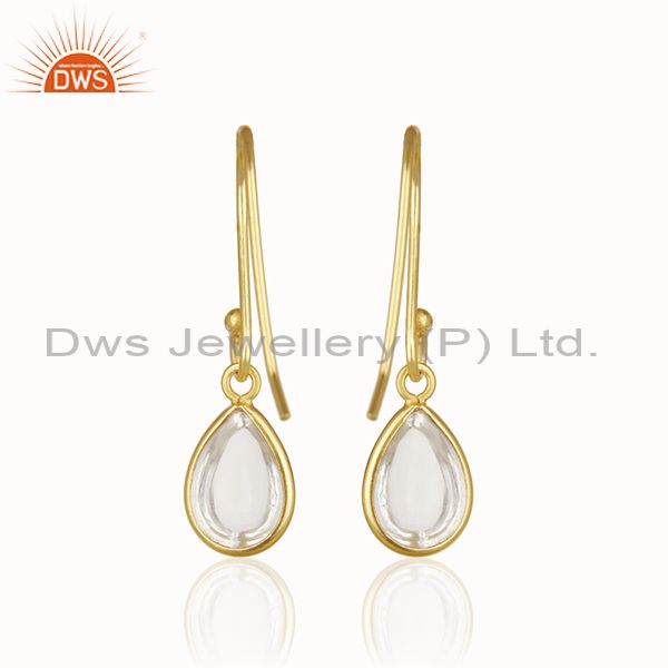 Suppliers 14k Gold Plated 925 Silver Crystal Quartz Baby Girls Earrings Wholesale