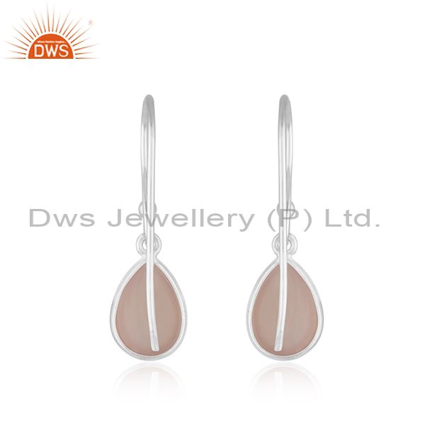 Suppliers Rose Chalcedony Gemstone Fine Sterling Silver Drop Earrings Manufacturer