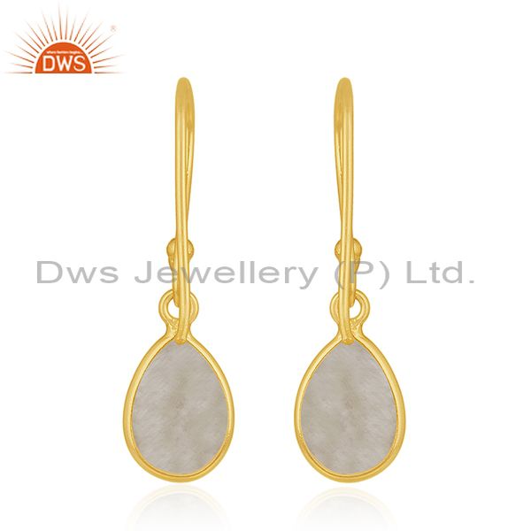 Suppliers Golden Rutile Gemstone 925 Silver Gold Plated Drop Earrings Manufacturers