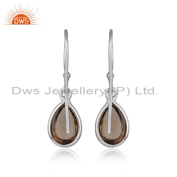 Sterling silver drop design smoky quartz gemstone earring