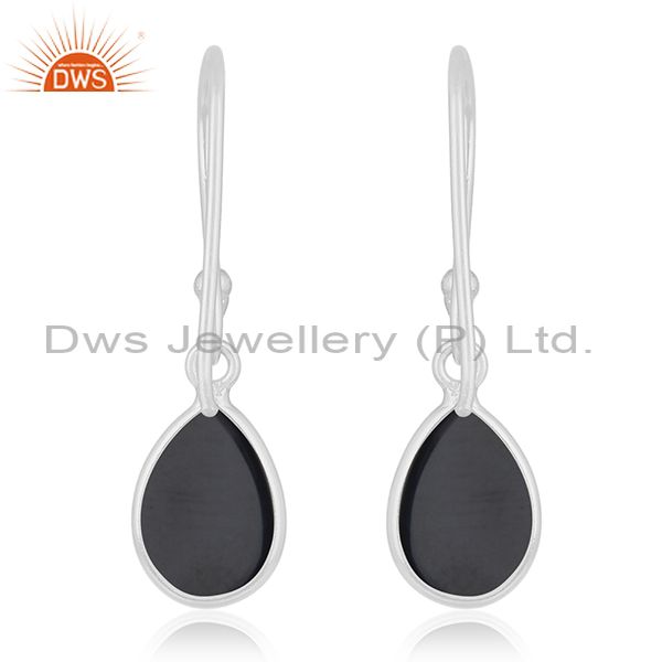 Suppliers Genuine Black Onyx Gemstone 925 Sterling Fine Silver Drop Earring Manufacturer