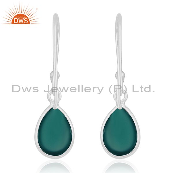 Suppliers 92.5 Sterling Fine Silver Green Onyx Gemstone Handmade Earring Wholesale Jewelry