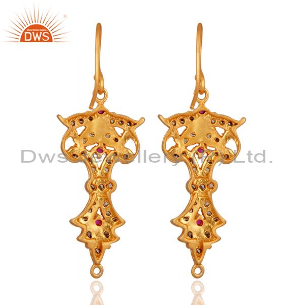Suppliers White Cubic Zirconia 18K Yellow Gold Plated Fashion Dangle Hook Earrings