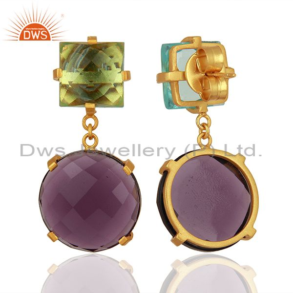 Suppliers Hydro Amethyst Gemstone Designer Brass Fashion Earrings Supplier