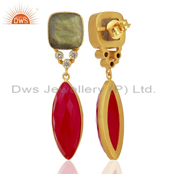 Suppliers Zircon Labradorite Gemstone Gold Plated Fashion Earrings Supplier
