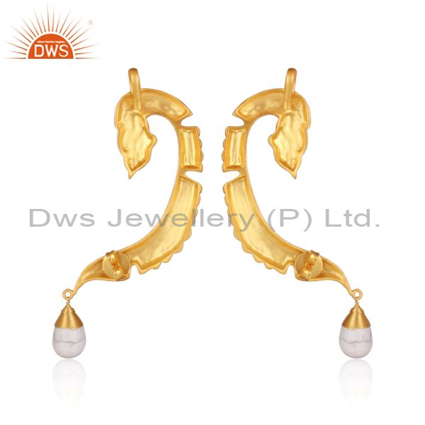 Exporter Handmade 18K Yellow Gold Plated Howlite Gemstone Ear Cuff