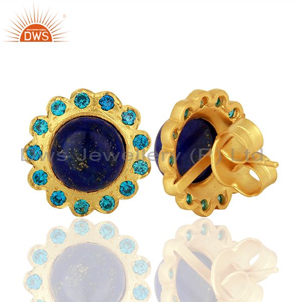 Suppliers Lapis Gemstone Gold Plated Stud Earrings Manufacturer Supplier