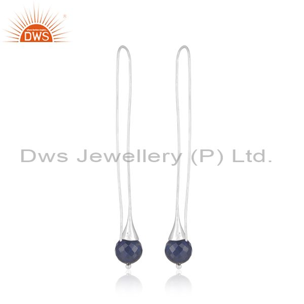 Suppliers Handmade Fine Sterling Silver Lapis Lazuli Gemstone Dangle Earrings