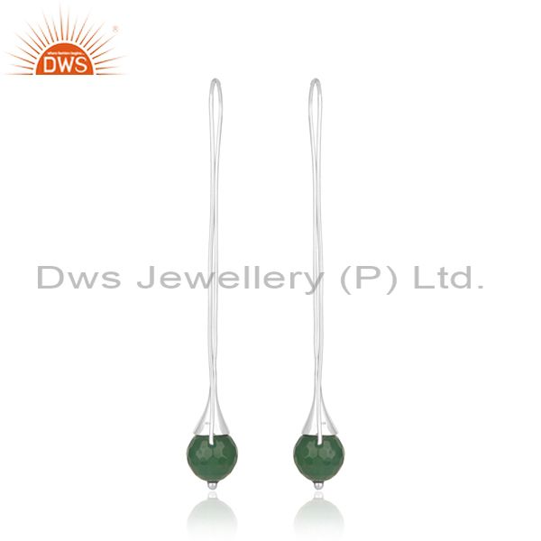 Suppliers Green Onyx Gemstone Designer Fine Sterling Silver Earrings Wholesaler