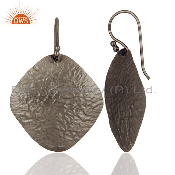 Suppliers Handmade Black Rhodium Plated Sterling Silver Disc Designer Dangle Hook Earrings