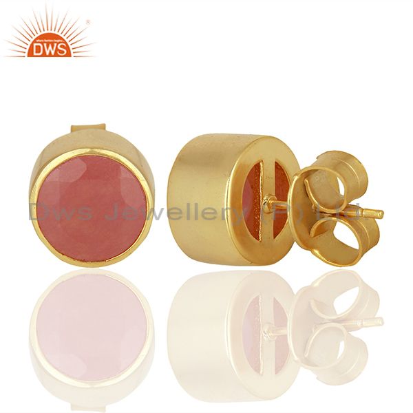 Suppliers Gold Plated Aventurine Gemstone Gold Plated Stud Earrings Supplier
