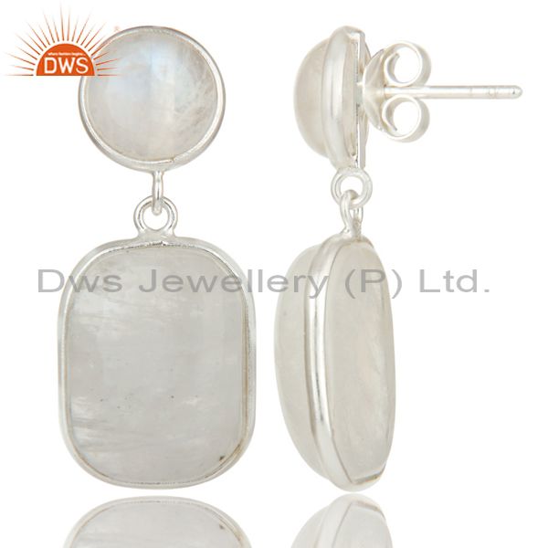 Suppliers Indian Art Deco Solid 925 Sterling Silver Rainbow Moonstone Drops Earrings