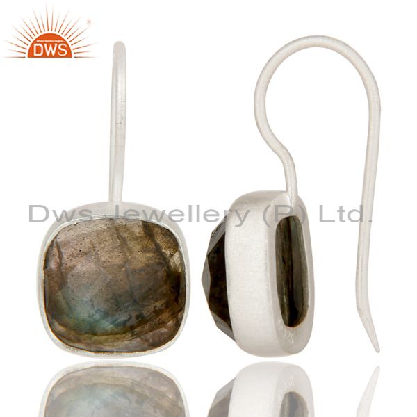 Suppliers Handmade Sterling Silver Faceted Labradorite Gemstone Dangle Earrings