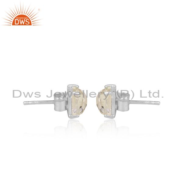 Suppliers Prong Set Crystal Quartz 925 Silver Customized Stud Earrings Manufacturers
