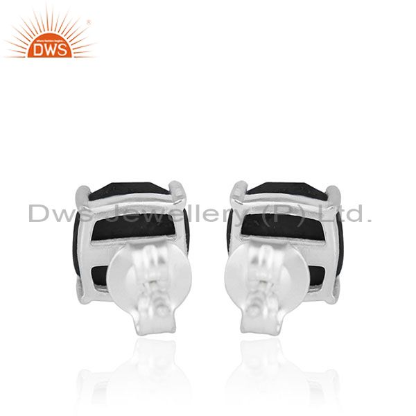 Suppliers Prong Setting Black Onyx Gemstone 925 Silver STUD Earrings Jewelry MANUFACTURER