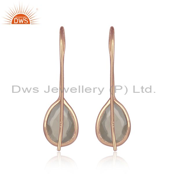 New arrived rose gold on 925 silver gray chalcedony earring