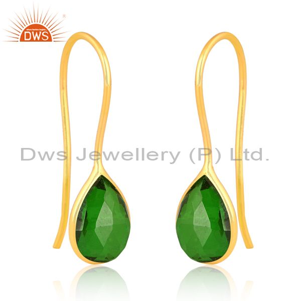 18K Gold Plated Chrome Diopside Sterling Silver Earring