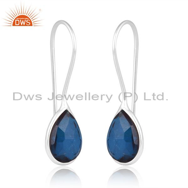 Silver Drops With Doublet London Blue Topaz Pear Stone
