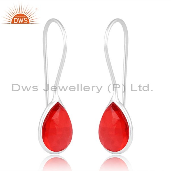 Sterling Silver Drops With Doublet Garnet Pear Stone