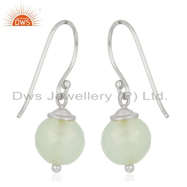 Suppliers Aqua Chalcedony Gemstone 925 Sterling Fine Silver Drop Earrings Wholesale