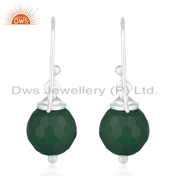 Suppliers Green Onyx Gemstone Handmade 925 Silver Drop Earrings Wholesale Jewelry Supplier