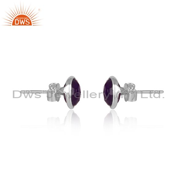 Suppliers Purple Gemstone 925 Silver Round Stud Earrings Jewelry Manufacturers
