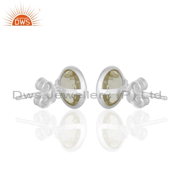 Suppliers Lamon Topaz Gemstone Round 925 Silver Stud Earrings Girls Jewelry