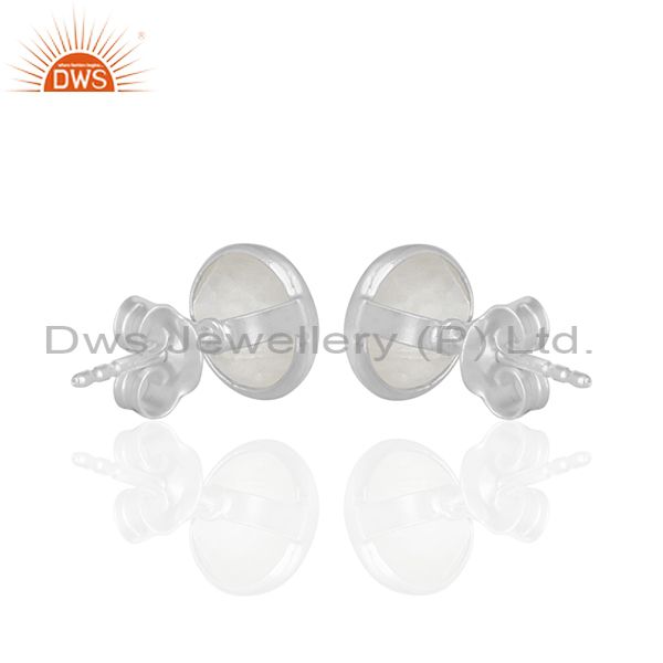 Suppliers Rainbow Moonstone Round Sterling Silver Girls Stud Earrings Suppliers