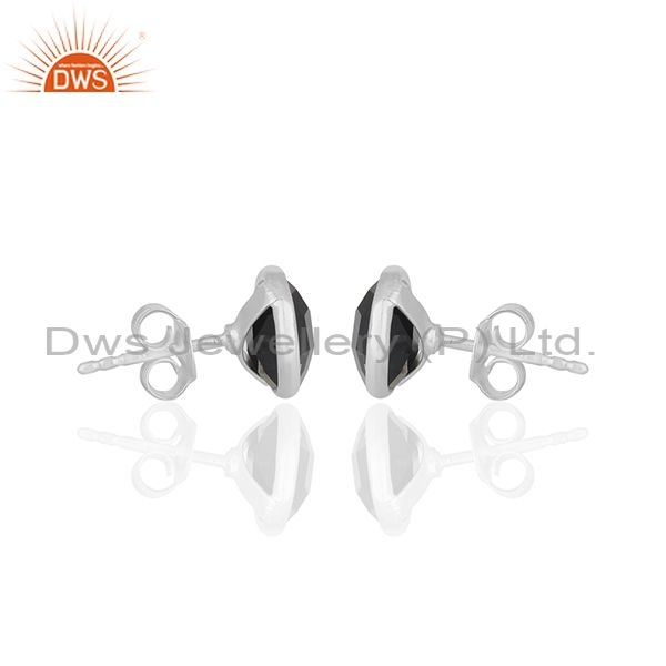 Suppliers Black Onyx Round Gemstone 925 Silver Stud Earring Jewelry Manufacturer