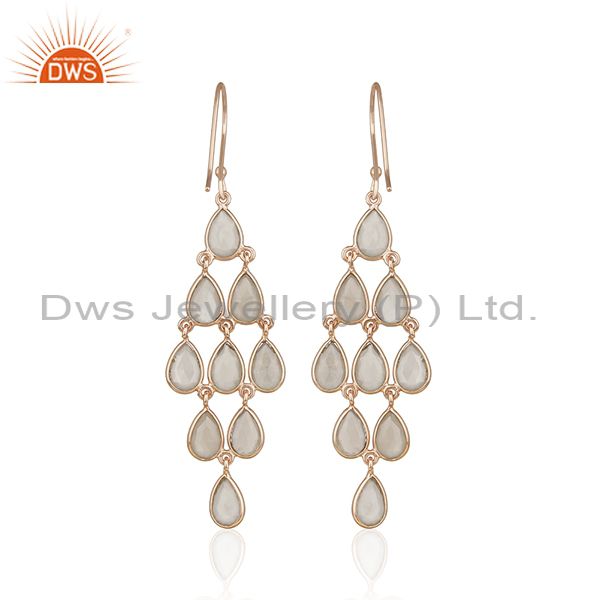 Suppliers 14k Rose Gold Plated 925 Silver Grey Moonstone Earring Supplier from India