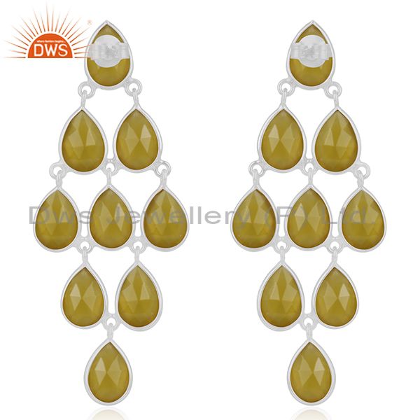 Suppliers Yellow Chalcedony Gemstone 925 Fine Silver Earring Manufacturer from India